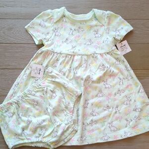 NWT Little Me Baby Girl Bunny 2 Piece Dress